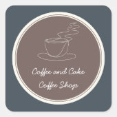 Koffie- en taartwinkel vierkante sticker (Voorkant)