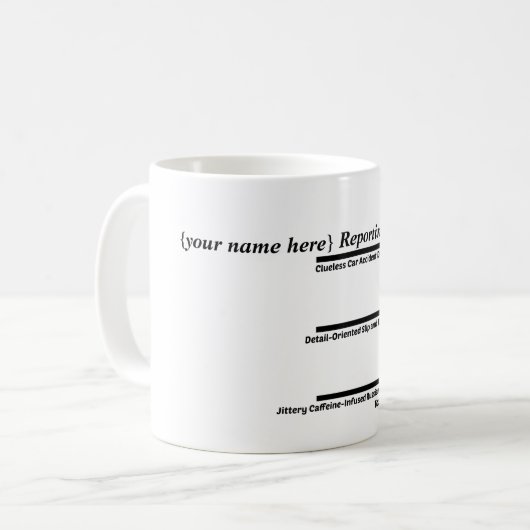 Koffie en thee van de  verslaggever koffiemok (Voorkant links)