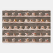 Koffie- en theebekers op een schotel-fotopatroon inpakpapier vel (Voorkant 2)