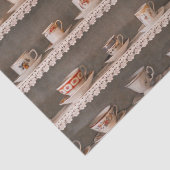 Koffie- en theebekers op een schotel-fotopatroon tissuepapier (Detail)