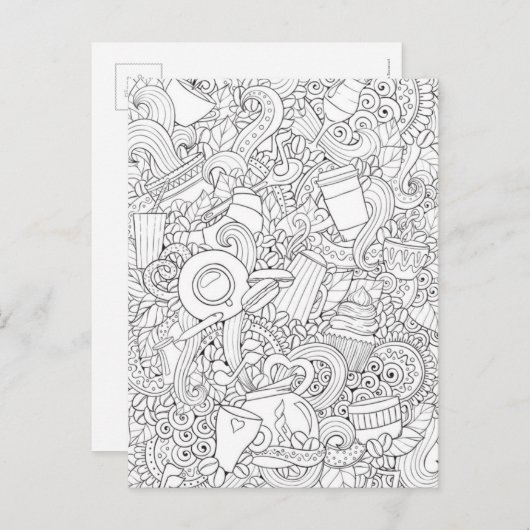 Koffie en theeblaadje briefkaart (Voorkant / Achterkant)