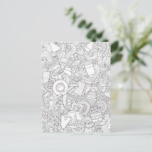 Koffie en theeblaadje briefkaart (Staand voorkant)