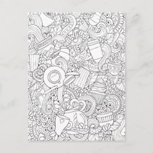 Koffie en theeblaadje briefkaart