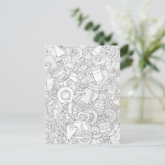 Koffie en theeblaadje briefkaart (Staand voorkant)