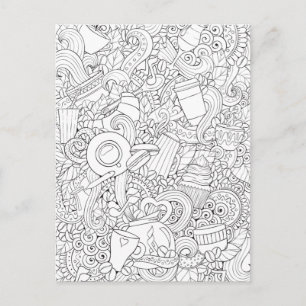 Koffie en theeblaadje briefkaart