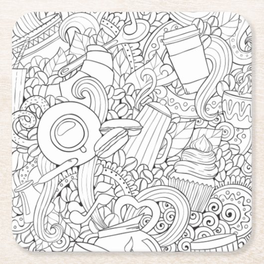 Koffie en theeblaadje kartonnen onderzetters (Voorkant)