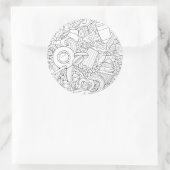 Koffie en theeblaadje ronde sticker (Tas)