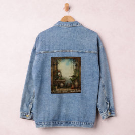 Koffie en tuin gepersonaliseerde koffie liefhebber denim jacket