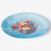 Koffie en verjaardagstaart gepersonaliseerd papieren bordje (Gekanteld)