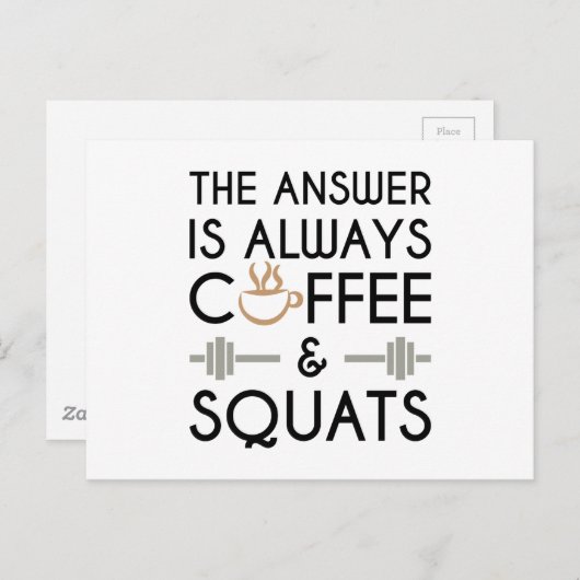 Koffie en vierkant 2 briefkaart (Voorkant / Achterkant)