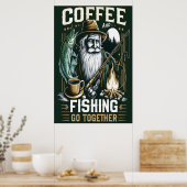 Koffie en Vist gaan samen Poster (Keuken)