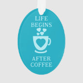 Koffie en vrienden houden van azuurblauwe harten ornament (achterkant)