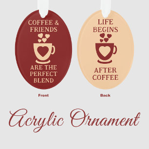 Koffie en vrienden houden van Bourgondische harten Ornament
