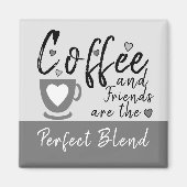 Koffie en vrienden houden van grijze harten magneet (Voorkant)