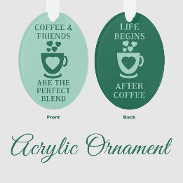 Koffie en vrienden houden van groene harten ornament