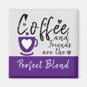 Koffie en vrienden houden van paarse harten magneet (Voorkant)