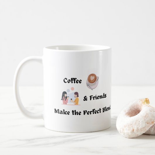 Koffie en vrienden maken de perfecte mix koffiemok (Met donut)
