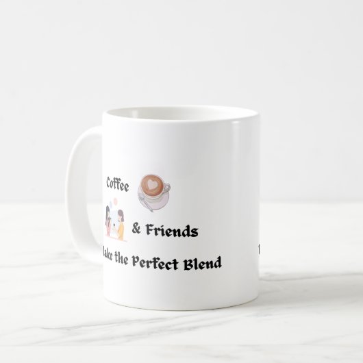 Koffie en vrienden maken de perfecte mix koffiemok (Voorkant links)