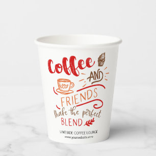 Koffie en vrienden maken het perfecte mengsel papieren bekers