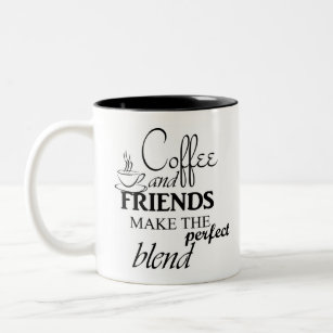 Koffie en vrienden maken het perfecte mengsel tweekleurige koffiemok