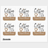 Koffie en vrienden perfect bruin mengen vierkante sticker (Vel)