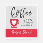 Koffie en vrienden perfect overvloeien rood servet (Voorkant)