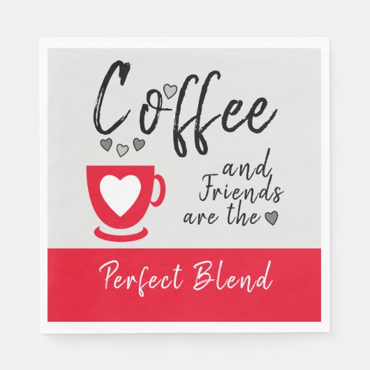 Koffie en vrienden perfect overvloeien rood servet (Voorkant)