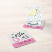 Koffie en vrienden perfecte blend roze kartonnen onderzetters (Insitu)