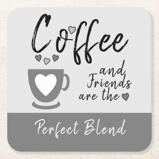 Koffie en vrienden perfecte combinatie grijs kartonnen onderzetters (Voorkant)