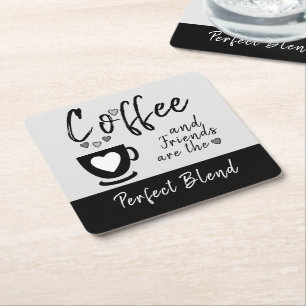 Koffie en vrienden perfecte combinatie zwart kartonnen onderzetters