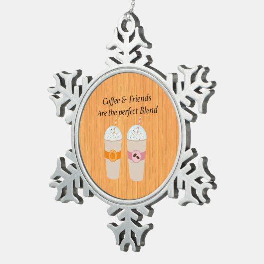 Koffie en vrienden zijn de perfecte overvloed tin sneeuwvlok ornament (Rechts)