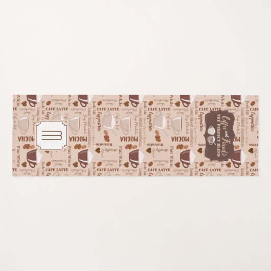 Koffie- en vriendenpatroonmonogram yogamat (Voorkant (horizontaal))