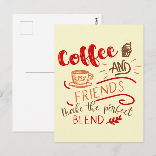 Koffie- en vriendenvolwaardige Gezegde-typografie Briefkaart (Voorkant / Achterkant)