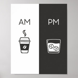 Koffie en whiskey — Am/PM Poster