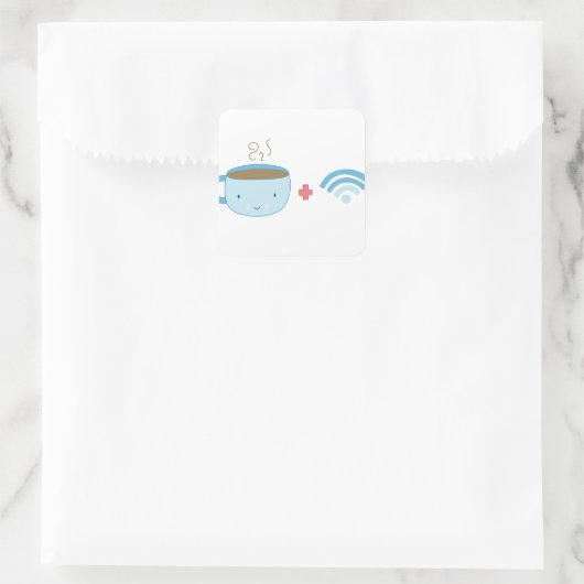 Koffie en Wifi Vierkante Sticker (Tas)