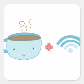 Koffie en Wifi Vierkante Sticker (Voorkant)