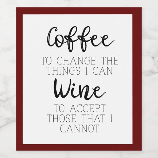 Koffie en wijn Java en Vino Wijn Etiket (Enkel label)
