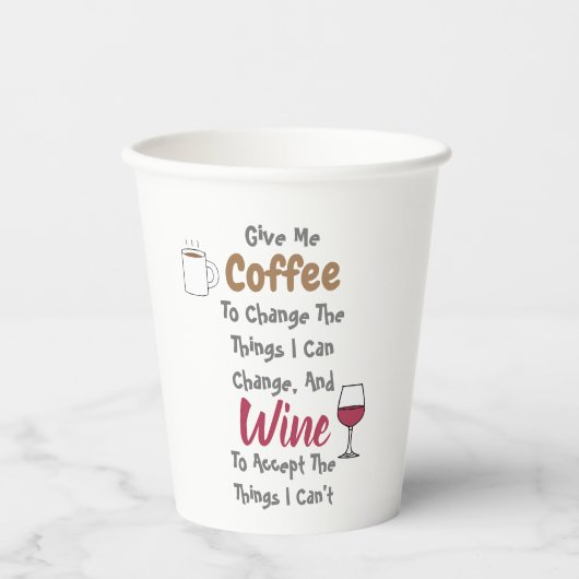 Koffie en wijn papieren bekers (Voorkant)