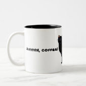 Koffie en zwarte kat plezier tweekleurige koffiemok (Links)