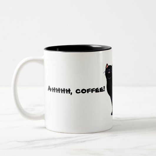 Koffie en zwarte kat plezier tweekleurige koffiemok (Links)