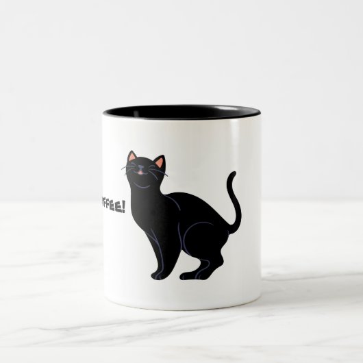 Koffie en zwarte kat plezier tweekleurige koffiemok (Center)