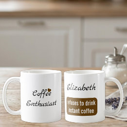 Koffie enthousiast eigen naam wit en bruin koffiemok