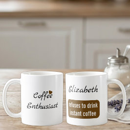 Koffie enthousiast eigen naam wit en bruin koffiemok
