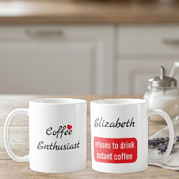 Koffie enthousiast eigen naam wit en rood koffiemok