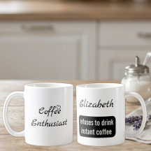Koffie enthousiastelingsnaam wit en zwart