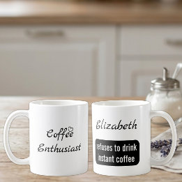 Koffie enthousiastelingsnaam wit en zwart koffiemok