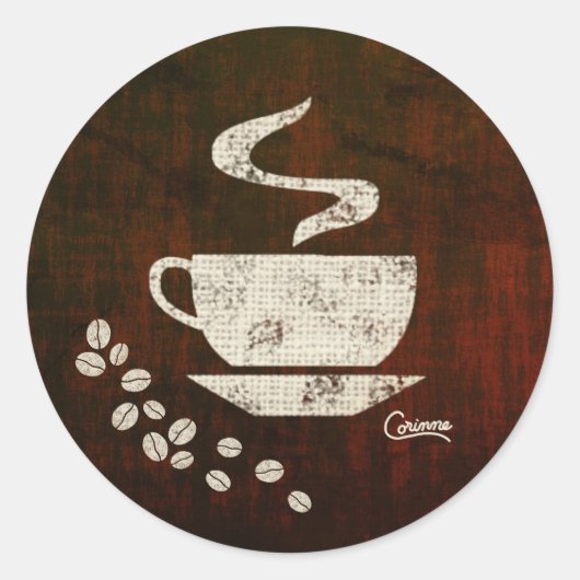 Koffie - envelopstickers ronde sticker (Voorkant)