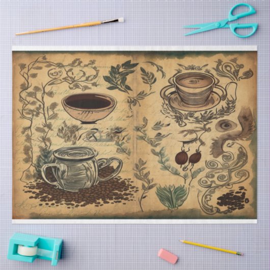 Koffie - ephemercollage - weefselpapier tissuepapier (Craft)
