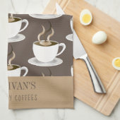 Koffie | Espresso | Capuccino-patroon - Monogram Theedoek (Quarter Fold)