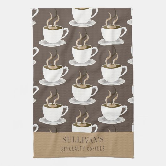 Koffie | Espresso | Capuccino-patroon - Monogram Theedoek (Verticaal)